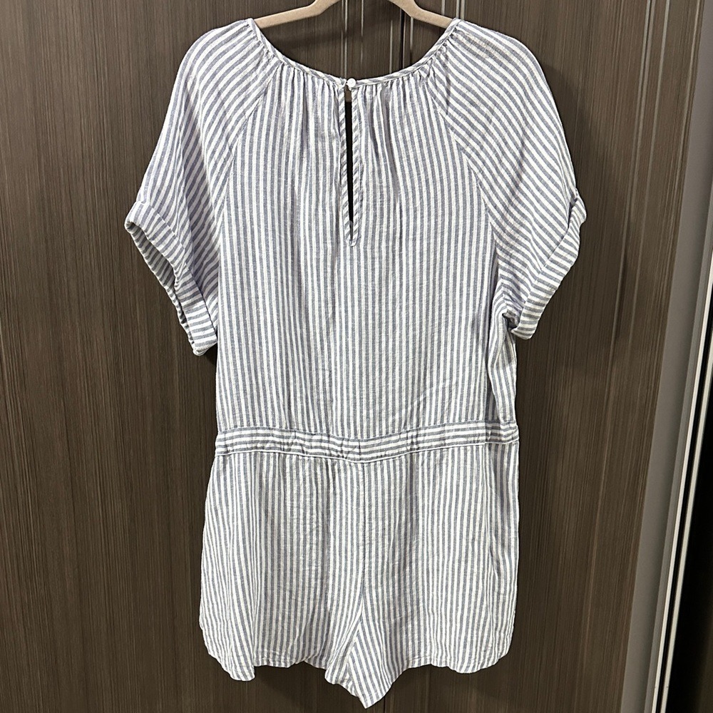 Universal Thread Blue White Striped Linen Blend Romper Womens‎ Medium NWT - Picture 6 of 6